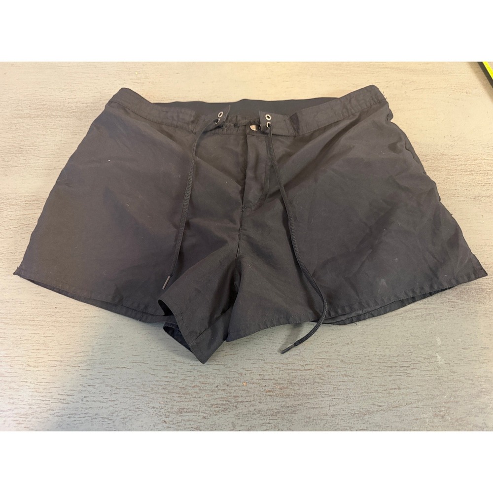 Tropical Escape Womens Black Swim Shorts Board Shorts Size 8 Drawstring Lining